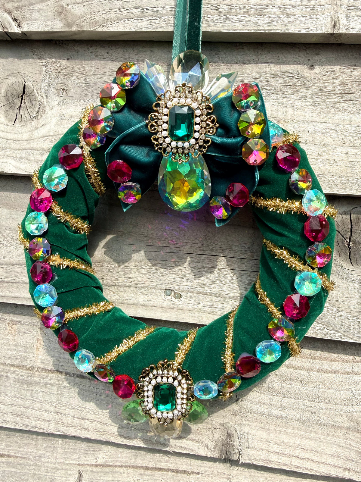 🎄 Jewelled Green Velvet Christmas Wreath 🎄
