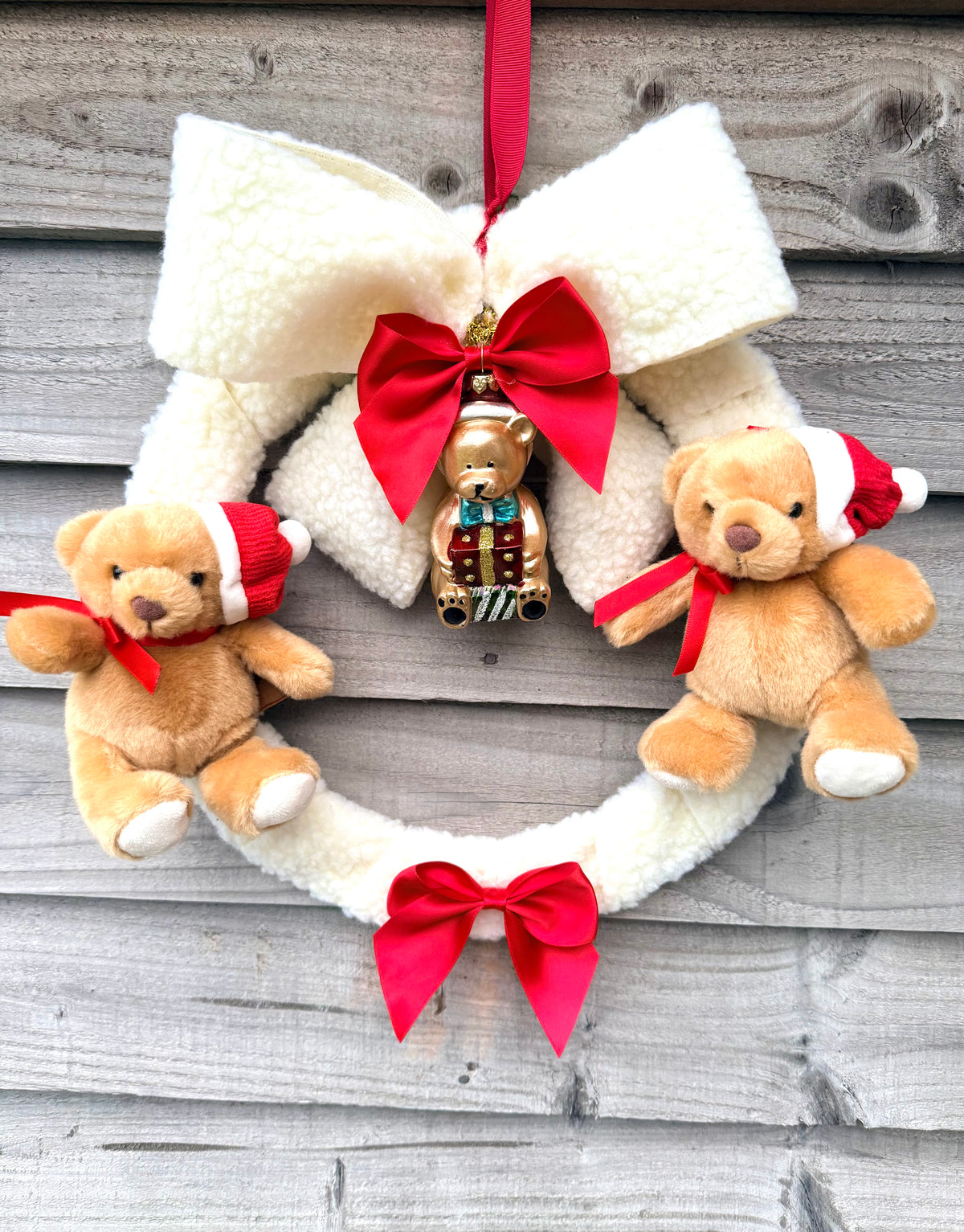 🎄 Handmade Christmas Teddy Bear Wreath 🎄